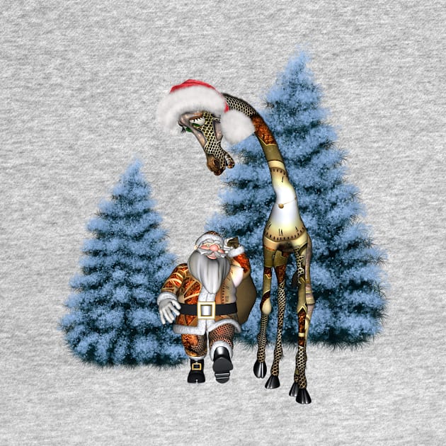 Merry Christmas, steampunk Santa Claus with steampunk giraffe by Nicky2342